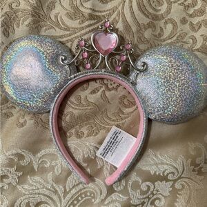 Disney Iridescent Sparkle Mouse Ear Headband with Pink Gem Tiara